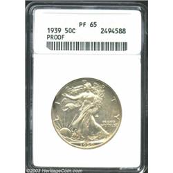 1939 50C PR65 ANACS. Impressively struck, with a full head and thumb on Lady Liberty, the surfaces a