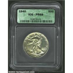 1940 50C PR68 ICG. With appreciably reflective features and uncommonly full striking definition for.
