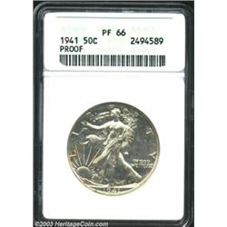 1941 50C PR66 ANACS. Sharply impressed, as expected for a proof specimen, this coin is also free fro