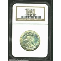 1942 50C PR68 NGC. Wonderfully original, the uniformly reflective features are bathed in dappled gol