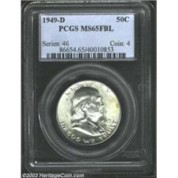 1949-D 50C MS65 Full Bell Lines PCGS. Completely untoned and fully lustrous, with only a few scatter