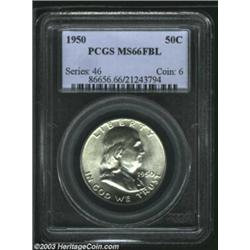 1950 50C MS66 Full Bell Lines PCGS. A flashy and brilliant Gem that has a well preserved obverse and