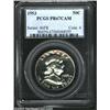 Image 1 : 1953 50C PR67 Cameo PCGS. Stark black and white cameo contrast is made more dramatic by the absence.