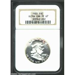 1955 50C PR67 Deep Cameo NGC. A gorgeous and virtually unimprovable Superb Gem, with a full strike a