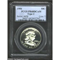 1956 50C Type Two PR68 Deep Cameo PCGS. An exquisite Superb Gem, the untoned surfaces allow full app