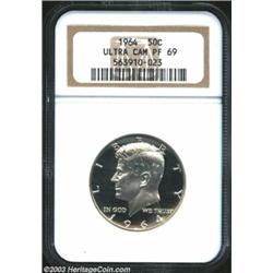 1964 50C PR69 Deep Cameo NGC. Type Two reverse. A brilliant representative with exceptional cameo co