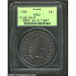 1795 S$1 Flowing Hair, Two Leaves MS62 PCGS. B-1, BB-22. This is a popular variety among type collec