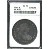 Image 1 : 1795 S$1 Draped Bust, Off Center VG10 ANACS. B-14, BB-51, R.1. This glossy example has steel-blue an