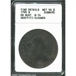 1796 S$1 Small Date, Large Letters--Graffiti, Tooled--ANACS. Fine Details, Net VG8. B-4, BB-61, R.3.