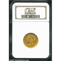 1856-C $5 XF45 NGC. Winter 24-J, the only known dies. This is an uncommonly high grade survivor of t