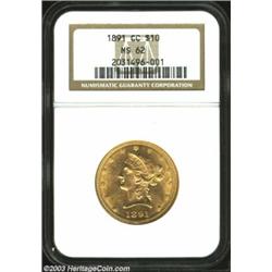 1891-CC $10 MS62 NGC. Winter 3-C. On this interesting variety, the obverse die is most easily distin