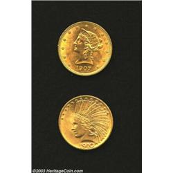 1907 $10 MS62 Uncertified, lustrous and boldly struck with a clean reverse and a few luster grazes i