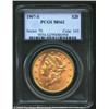 Image 1 : 1907-S $20 MS62 PCGS. Lovely pink-gold color covers most of the clean, prooflike surfaces. The strik