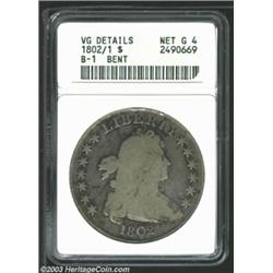 1802/1 S$1 Narrow Date--Bent--ANACS. VG Details, Net Good 4. B-1, BB-231, R.4. The rims have a few m