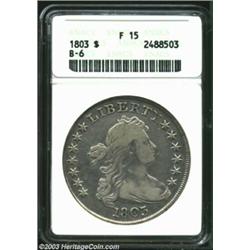 1803 S$1 Large 3 Fine 15 ANACS. B-6, BB-255, R.2. Bright overall from having been cleaned at one tim