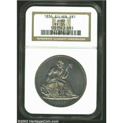 1836 PS$1 Name on Base, Judd-60 Original, Pollock-65, R.2-3, PR55 NGC. Die Alignment I. Original. Pl