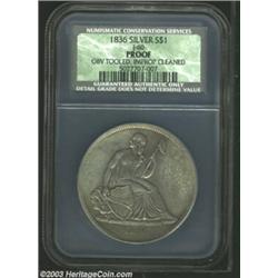 1836 PS$1 Name on Base, Judd-60 Original, Pollock-65, R.2-3--Obverse Tooled, Improperly Cleaned--Pro