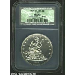 1839 PS$1 Name Omitted, Judd-104 Restrike, Pollock-116, R.3-4--Improperly Cleaned--Proof NCS. Die Al