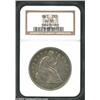 Image 1 : 1843 S$1 AU53 NGC. A lightly worn example with blended grey-gold surfaces that lighten slightly at t