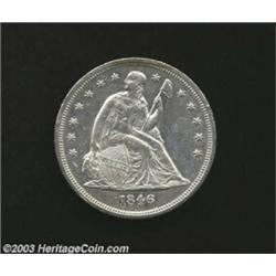 1846 S$1 AU55 Cleaned, Graffiti Uncertified. The devices and legends have extensive luster. Lightly.