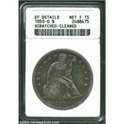 1850-O S$1--Scratched, Cleaned--ANACS. XF Details, Net Fine 15. Deeply toned over each side with a n