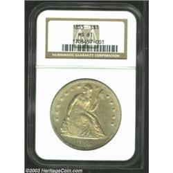 1855 S$1 MS61 NGC. The Seated Liberty Dollar series is not one for the impatient or budget-minded co