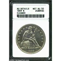 1859 S$1--Cleaned--ANACS. AU Details, Net AU50. Very bright from cleaning with no toning apparent on