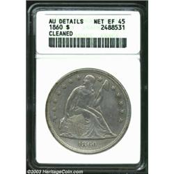 1860 S$1--Cleaned--ANACS. AU Details, Net XF45. The cleaning has left the surfaces dull and hairline