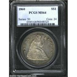 1860 S$1 MS64 PCGS. A wholly original example that might easily be mistaken for a proof striking. Bo