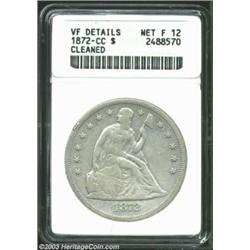 1872-CC S$1--Cleaned--ANACS. VF Details, Net Fine 12. A very scarce Carson City issue with only 3,15