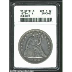 1873-CC S$1--Cleaned--ANACS. VF Details, Net Fine 12. The final-year '73-CC is not the lowest mintag