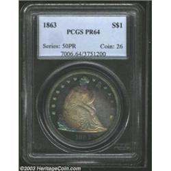 1863 S$1 PR64 PCGS. Business strike 1863 Seated Dollars are seldom offered in today's market, partic