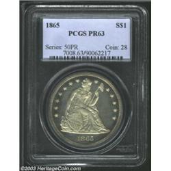 1865 S$1 PR63 PCGS. Here's a Civil War era Silver Dollar that is infrequently offered at the finer l