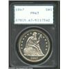 Image 1 : 1867 S$1 PR63 PCGS. There is very little toning on either side of this minimally hairlined PR63 repr