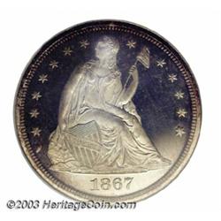 1867 S$1 PR66 Cameo NGC. According to Bowers (1993), the Philadelphia Mint used four different die c