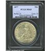 Image 1 : 1877 T$1 MS63 PCGS. Lightly and evenly toned and better struck than most 1877 Trade Dollars, but not