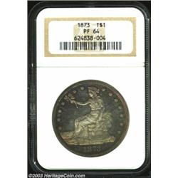 1873 T$1 PR64 NGC. Early Trade Dollar proofs seldom receive the attention they deserve, being far sc