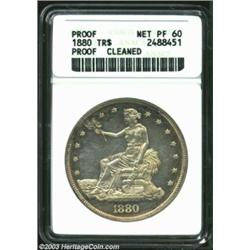 1880 T$1--Cleaned--ANACS. Proof, Net PR60. The fields show numerous small abrasions and hairlines fr