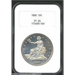1880 T$1 PR64 NGC. There are two known die marriages of this proof-only issue, the present example b