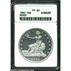 1882 T$1 PR60 ANACS. Brilliant throughout with numerous light hairlines on each side, which account.