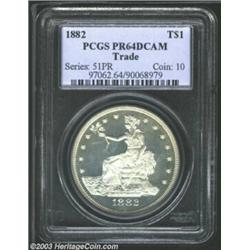1882 T$1 PR64 Deep Cameo PCGS. A splendid representative of this proof-only installment in the Trade