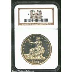 1883 T$1 PR64 Cameo NGC. An always-popular date among type collectors, this coin is fully brought up