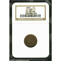 1863 1C One Cent, Judd-299, Pollock-359, R.3, PR65 Red and Brown NGC. An experimental piece struck f