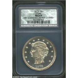 1873 T$1 Trade Dollar, Judd-1282, Pollock-1424, R.7--Obverse Scratched, Improperly Cleaned--NCS Proo