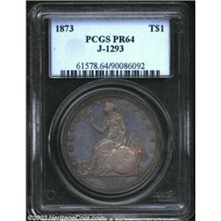 1873 T$1 Trade Dollar, Judd-1293, Pollock-1435, R.4, PR64 PCGS. Liberty strikes a similar pose to th