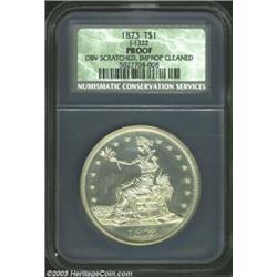 1873 T$1 Trade Dollar, Judd-1322, Pollock-1465, R.4--Obverse Scratched, Improperly Cleaned--Proof NC