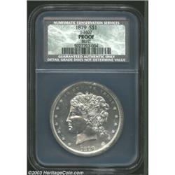 1879 S$1 Dollar, Judd-1607, Pollock-1803, Unique(?)--Bent--NCS Proof. Similar to the "Washlady" desi