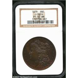 1879 S$1 Morgan Dollar, Judd-1614, Pollock-1810, R.6, PR62 Brown NGC. The obverse is of the adopted.