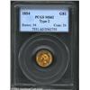 Image 1 : 1854 G$1 Type Two MS62 PCGS. This issue is not so much rare in an absolute sense as it is from a mar