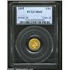 Image 1 : 1855 G$1 MS62 PCGS. Attractive with dominant green-gold shadings, the surfaces brighten to yellow-go